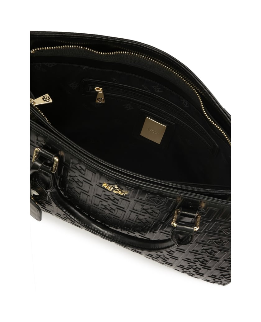 Kazar-Large-rigid-bag-with-embossed-design-černá