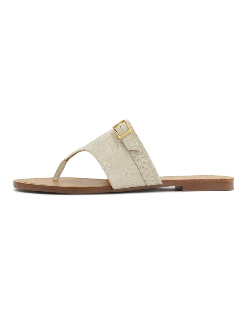 Kazar-Flache-Flip-Flops-aus-geprägtem-Leder-weiss