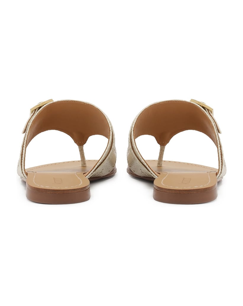 Kazar-Flache-Flip-Flops-aus-geprägtem-Leder-weiss