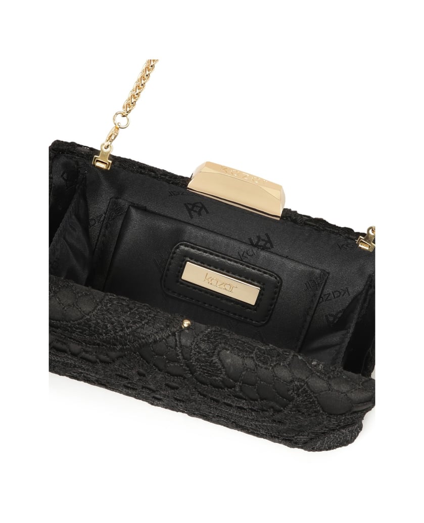 Kazar-Elegante-schwarze-Clutch-Tasche-aus-Guip-schwarz