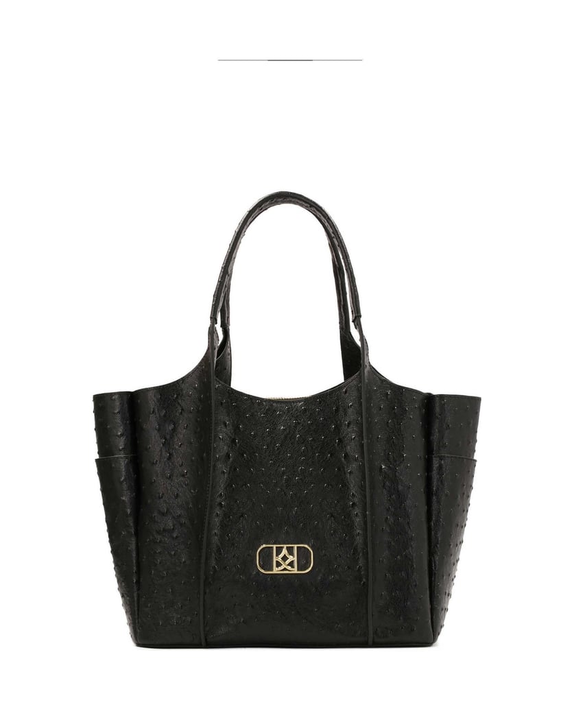 Kazar-Auffällige-Umhängetasche-mit-Straußenmus-schwarz