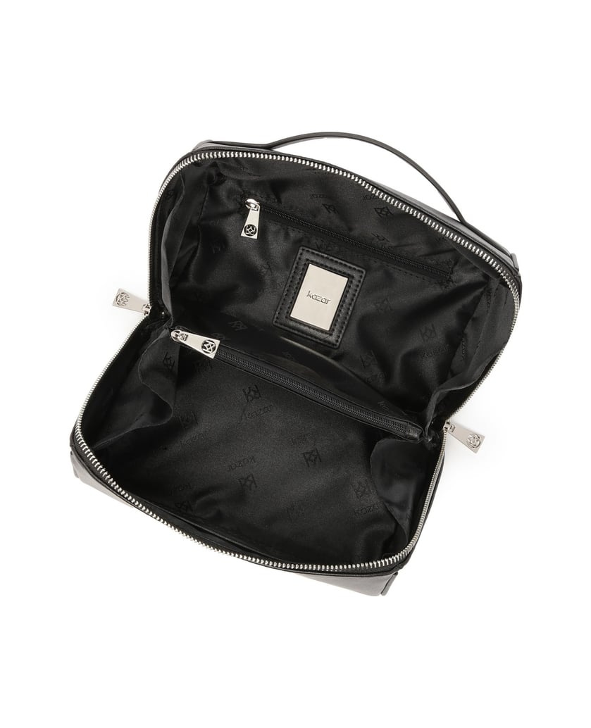 Kazar-Schwarze-Leder-Kosmetiktasche-mit-Reißve-schwarz