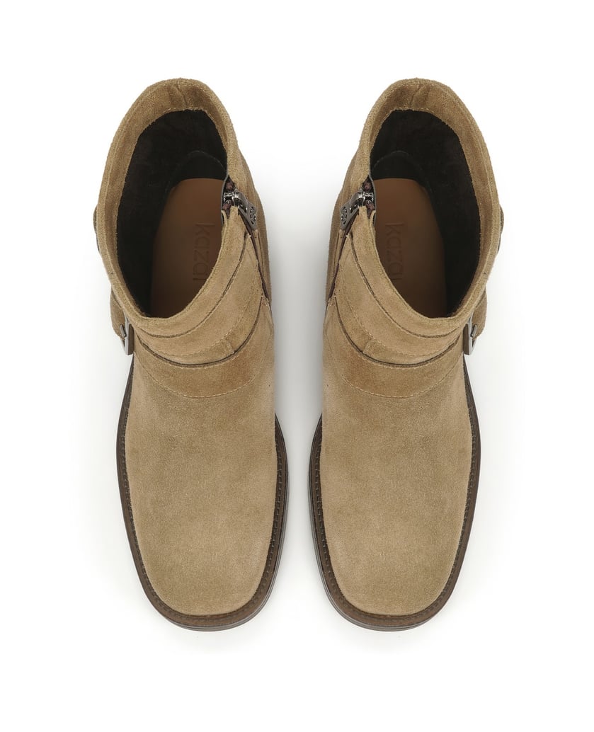 Kazar-Wildlederstiefel-mit-Schnallen-beige