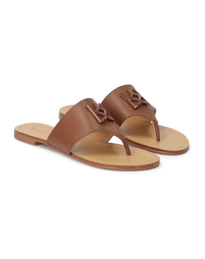 Kazar-KAZAR-monogrammed-leather-flip-flops-hnedá