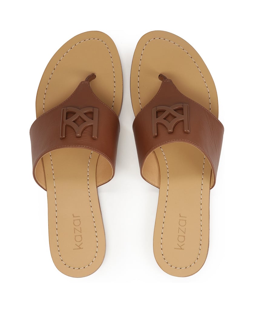 Kazar-KAZAR-monogrammed-leather-flip-flops-hnedá