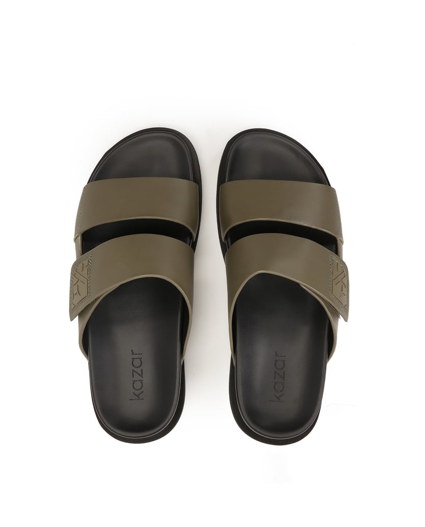 Kazar-Khaki-slides-with-two-straps-khaki
