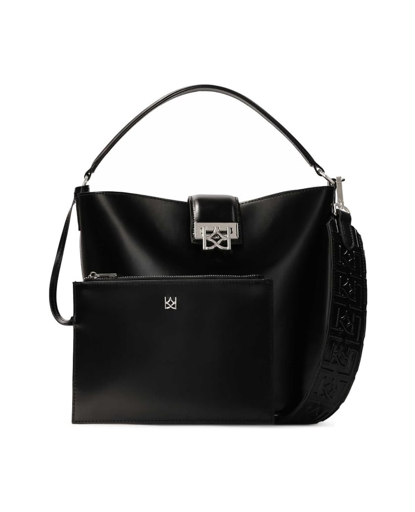 Kazar-Black-rigid-construction-handbag-with-pouch-černá