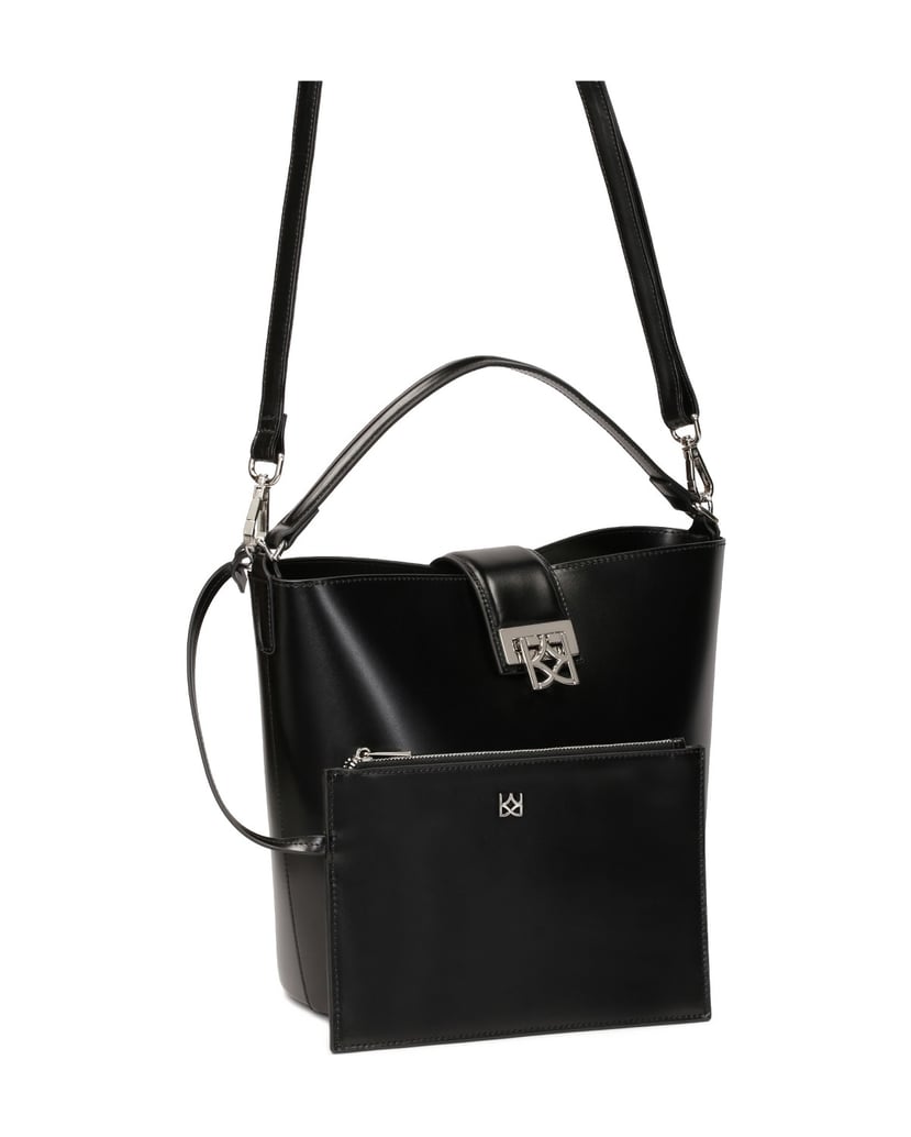 Kazar-Black-rigid-construction-handbag-with-pouch-černá