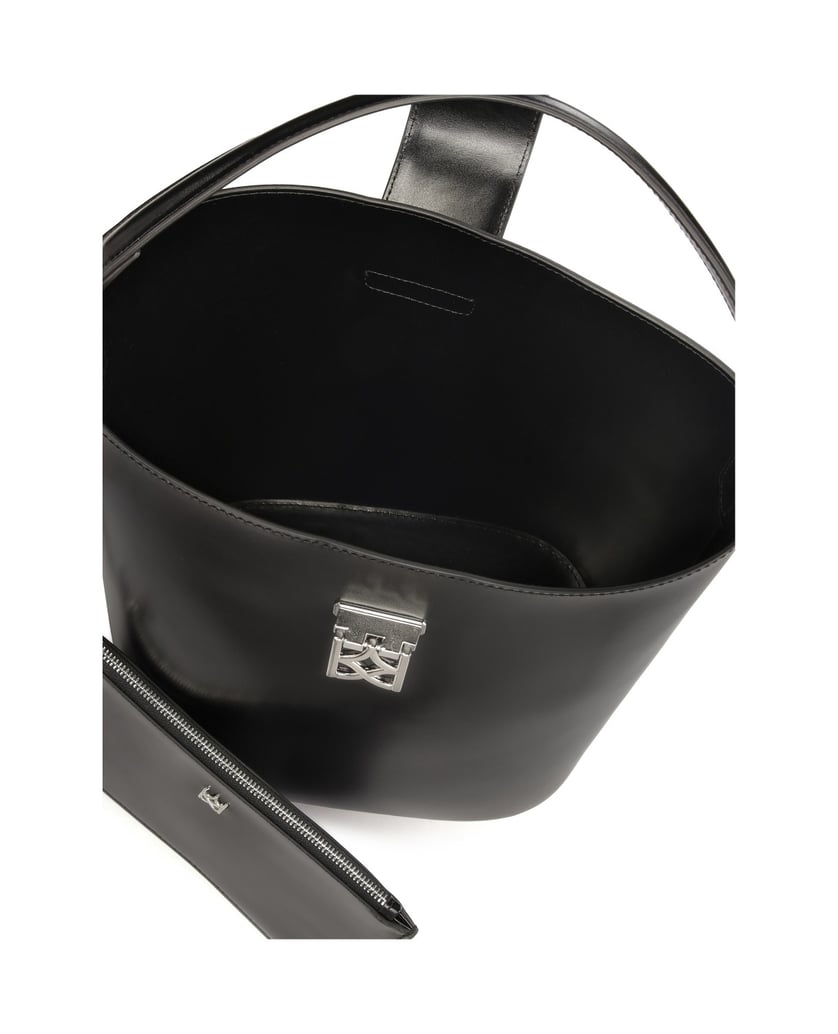 Kazar-Black-rigid-construction-handbag-with-pouch-černá