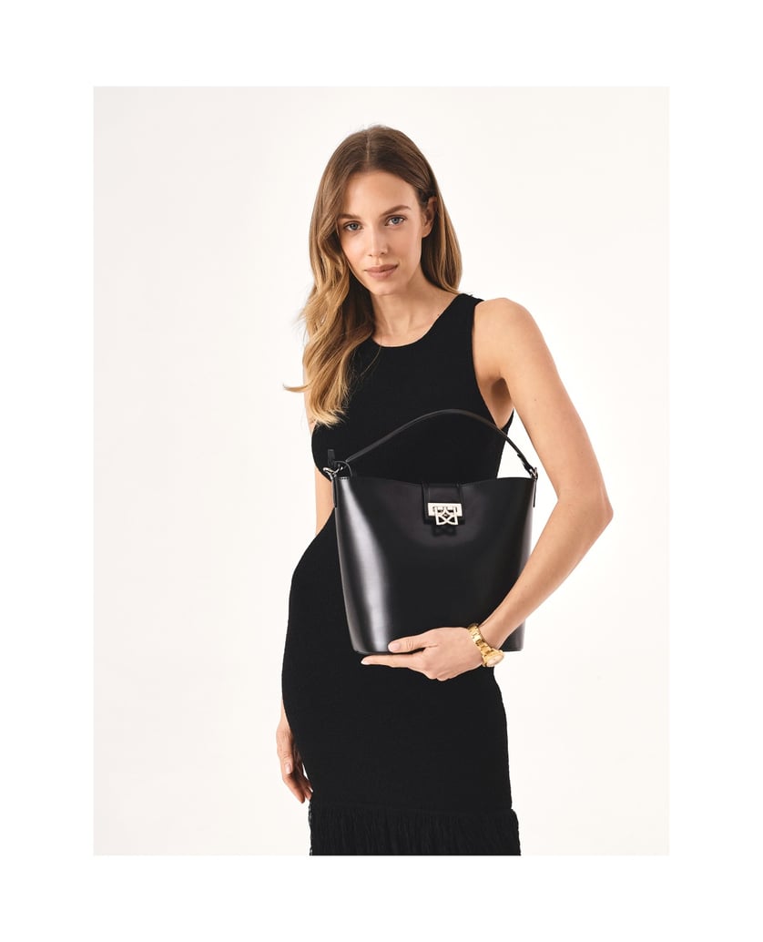 Kazar-Black-rigid-construction-handbag-with-pouch-černá