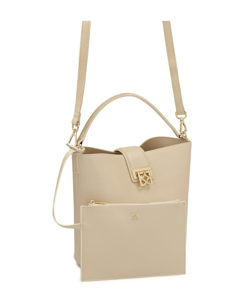 Kazar-Cream-handbag-with-quilted-bottom-and-two-straps-bílá