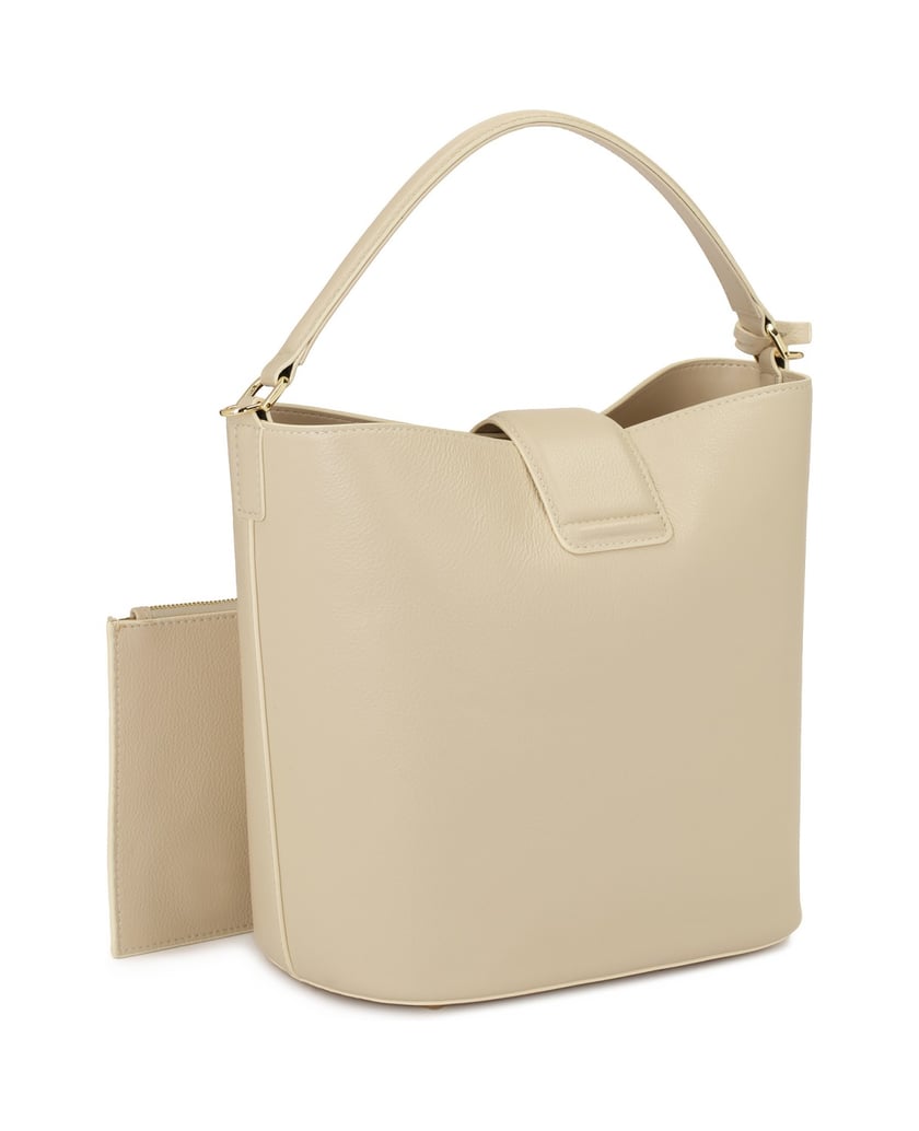 Kazar-Cream-handbag-with-quilted-bottom-and-two-straps-bílá