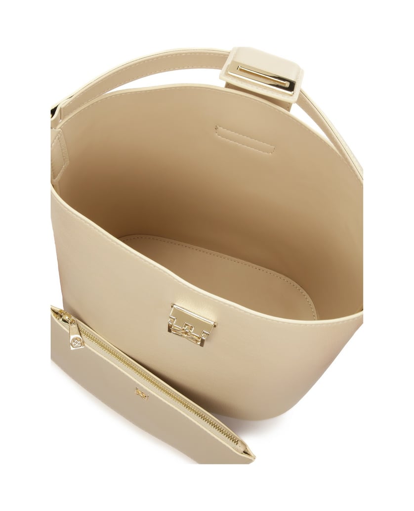 Kazar-Cream-handbag-with-quilted-bottom-and-two-straps-bílá