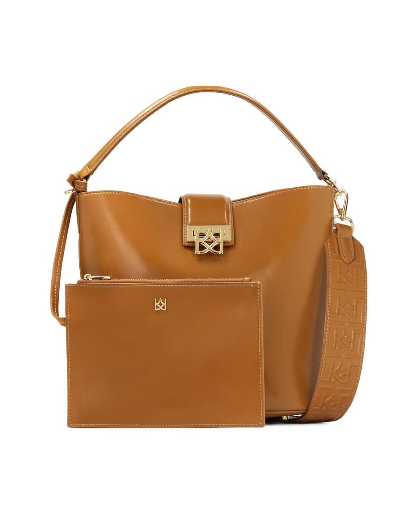 Kazar-Hellbraune-Handtasche-mit-zusätzlicher-T-camel