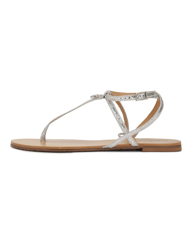 Kazar-Silver-embossed-leather-flat-sandals-strieborná