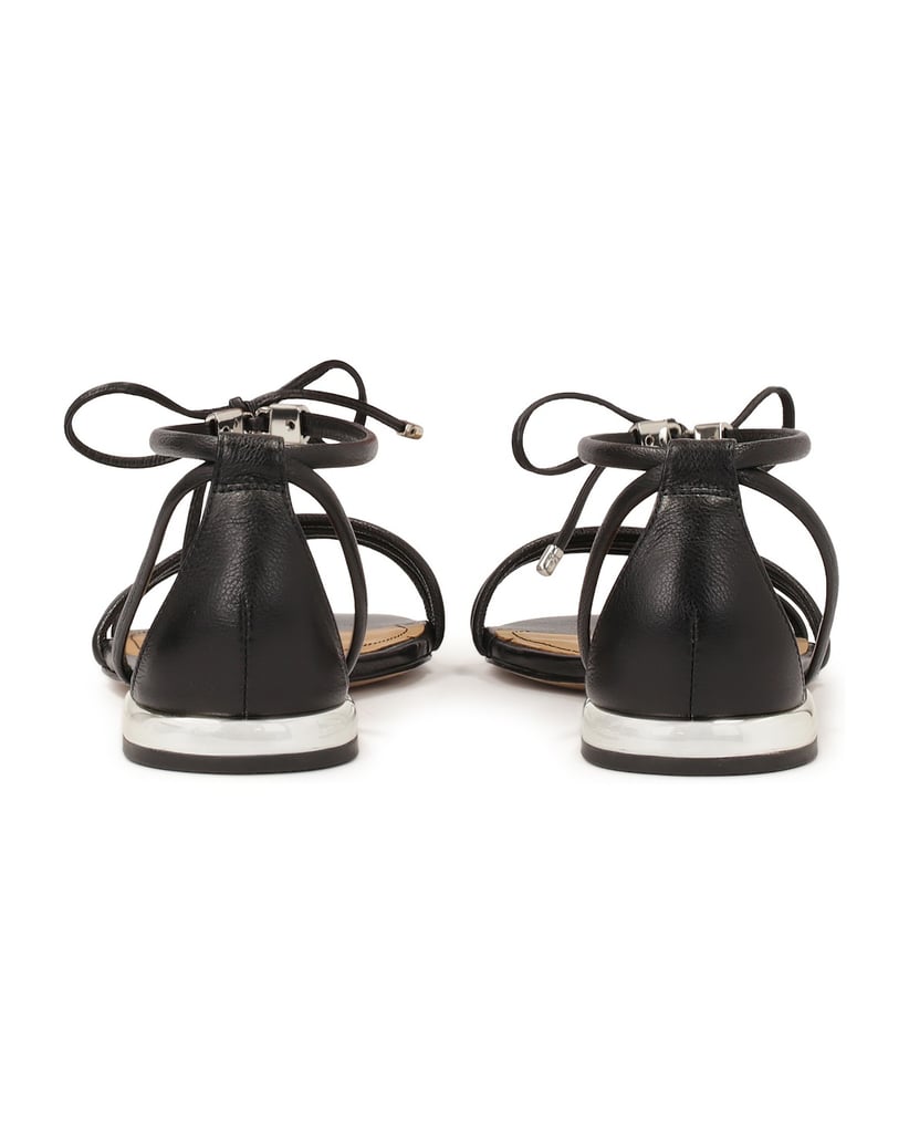 Kazar-Black-flat-sole-sandals-with-silver-heel-černá