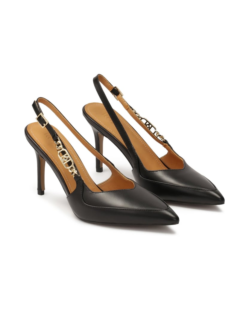 Kazar-Schwarze-Slingback-Pumps-mit-Metallmonog-schwarz
