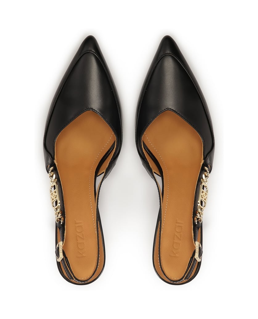 Kazar-Schwarze-Slingback-Pumps-mit-Metallmonog-schwarz