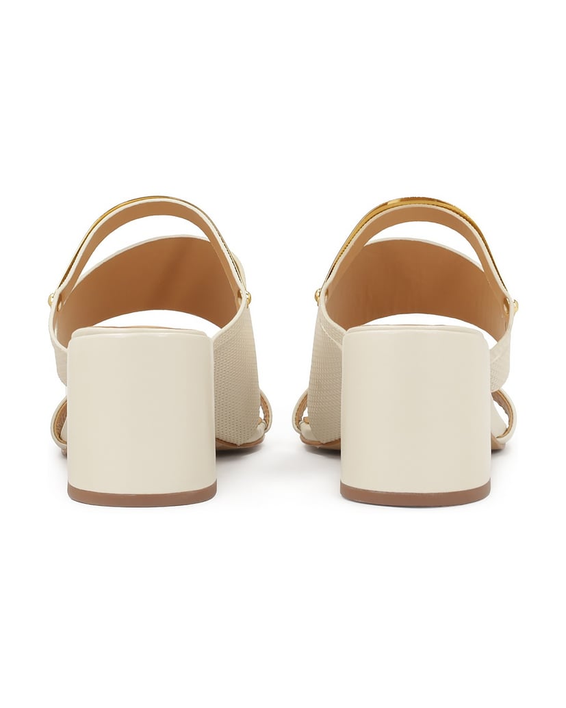 Kazar-Pantoletten-mit-Absatz-und-Metallbandverzierung-weiss