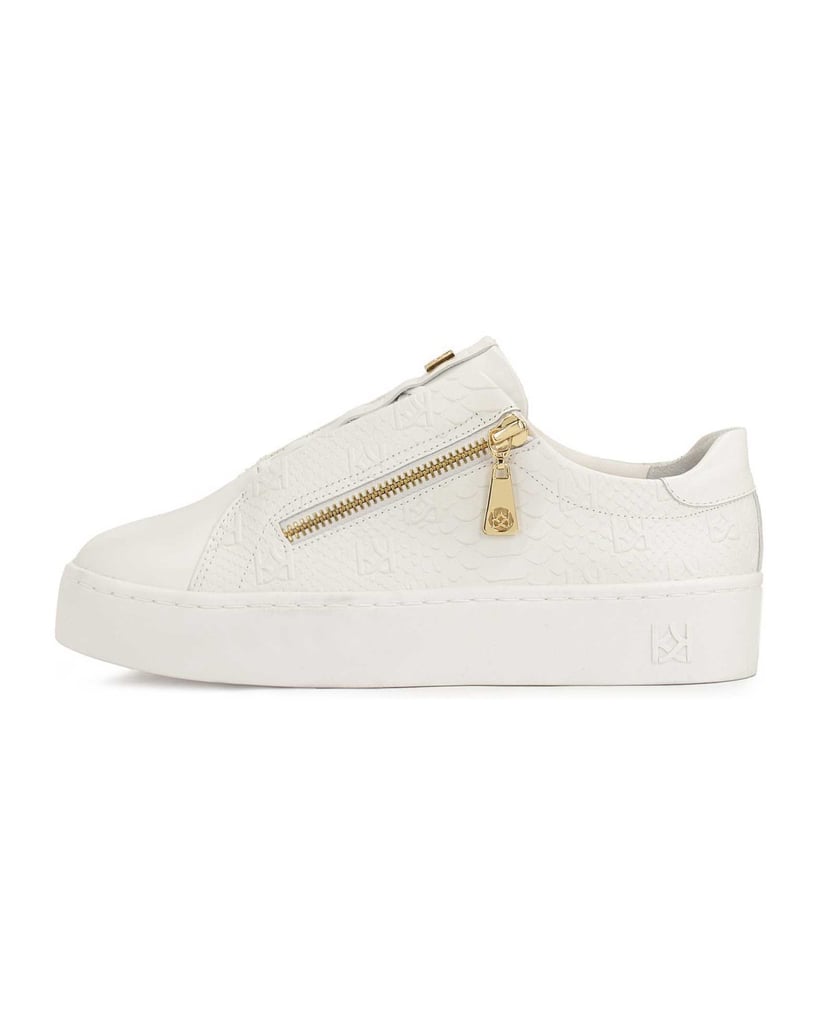 Kazar-White-sneakers-with-embossed-pattern-and-zipper-closure-bílá