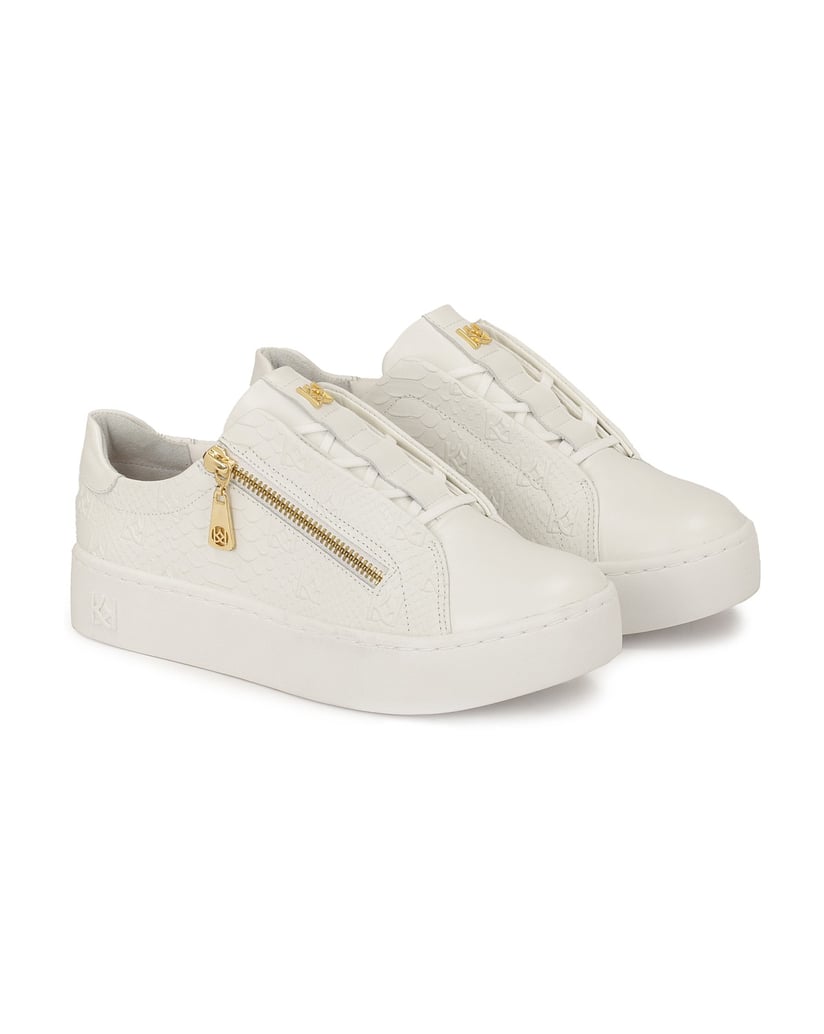 Kazar-White-sneakers-with-embossed-pattern-and-zipper-closure-bílá