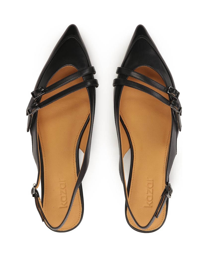Kazar-Flat-slingback-pumps-in-black-leather-černá
