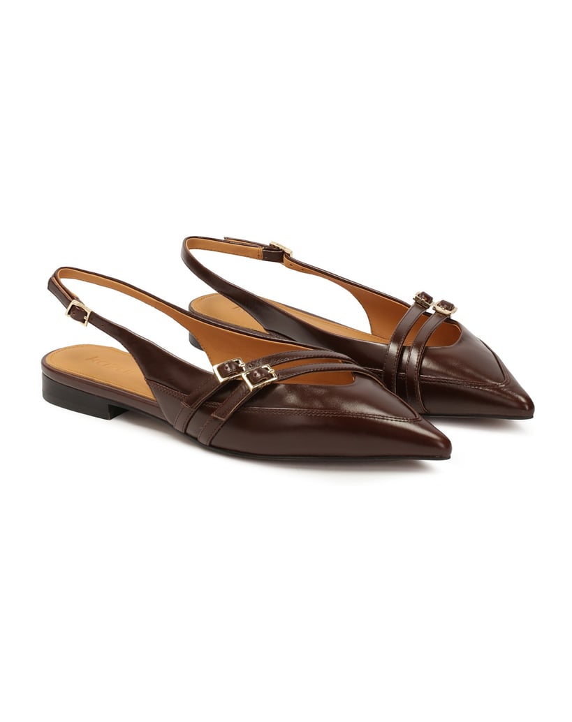 Kazar-Slingback-pumps-on-a-flat-sole-hnědá
