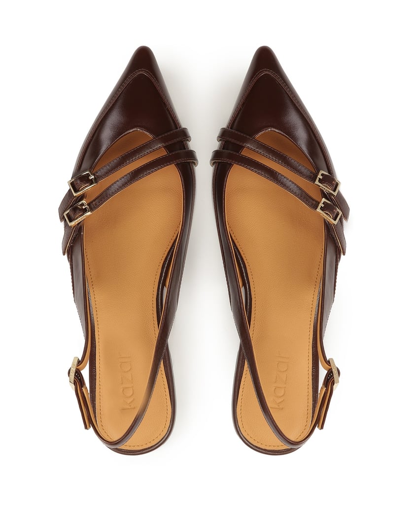 Kazar-Slingback-pumps-on-a-flat-sole-hnědá