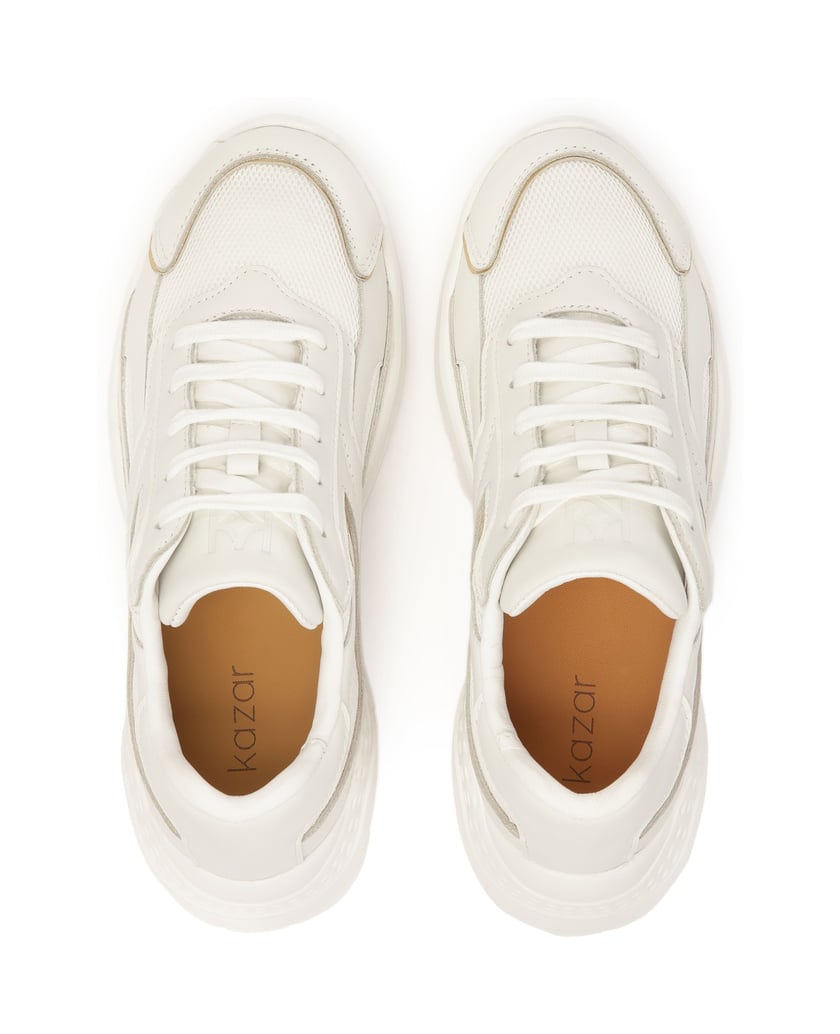Kazar-White-sneakers-with-gold-trim-biela
