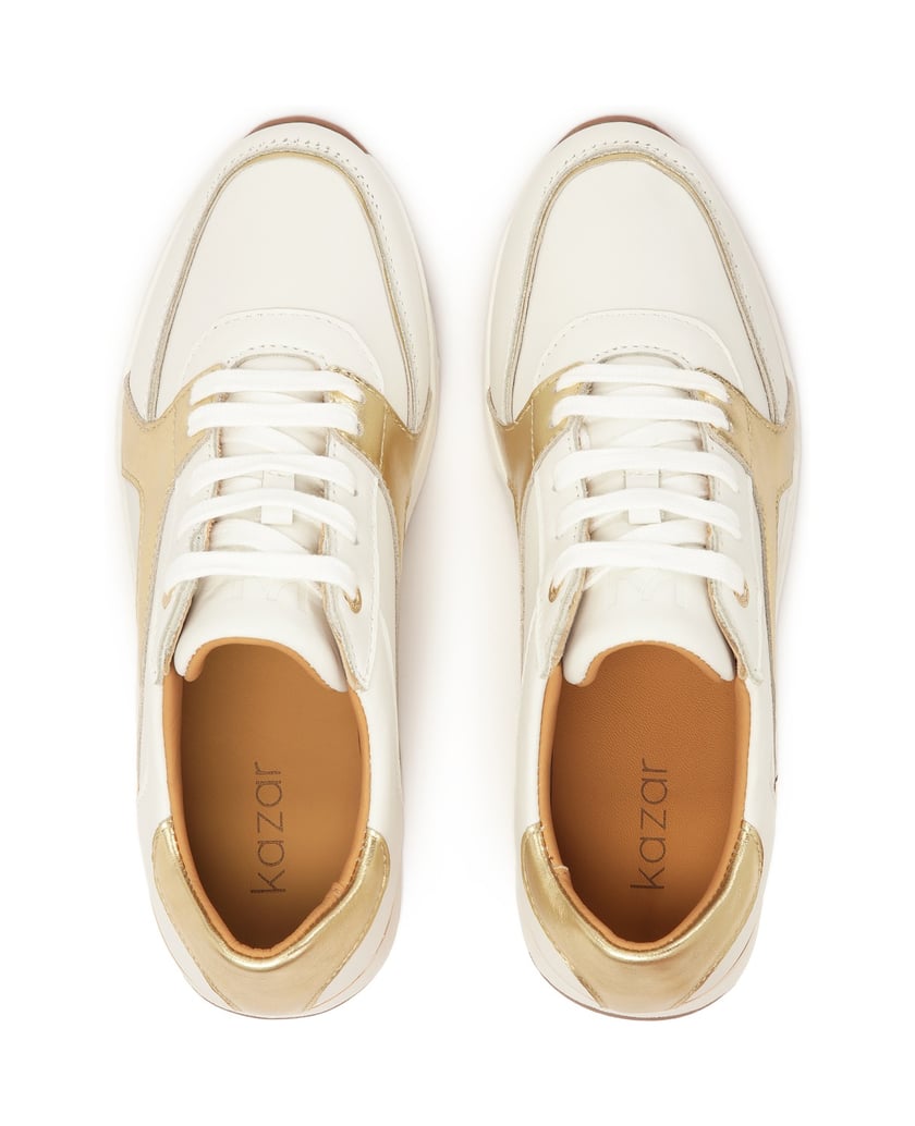 Kazar-White-sneakers-with-gold-insert-bílá
