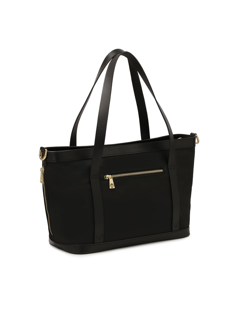 Kazar-Handtasche-aus-Stoff-und-Leder-mit-Griff