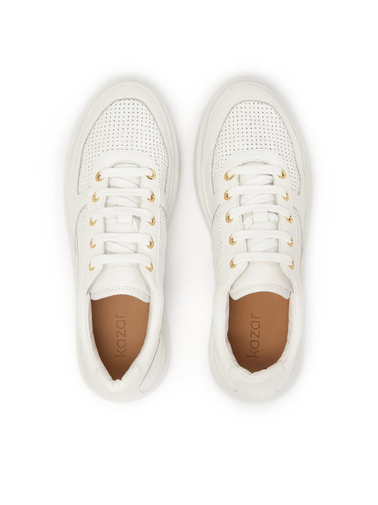 Kazar-Perforierte-Turnschuhe-aus-weißem-Leder