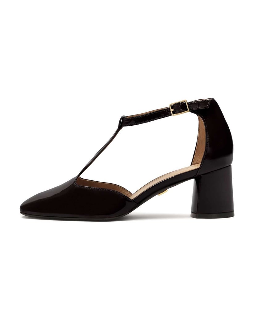 Kazar-Patent-leather-semi-open-toe-pumps-on-a-post-čierna