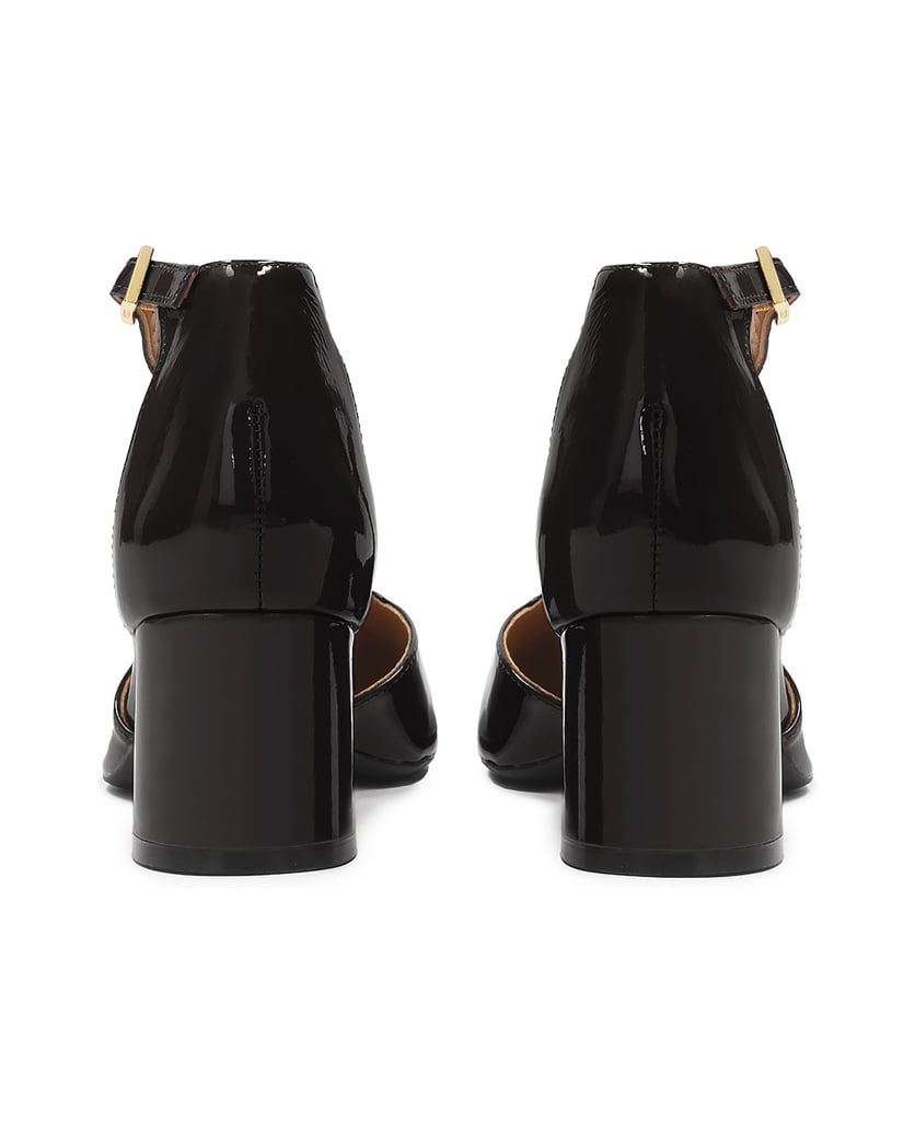 Kazar-Patent-leather-semi-open-toe-pumps-on-a-post-čierna