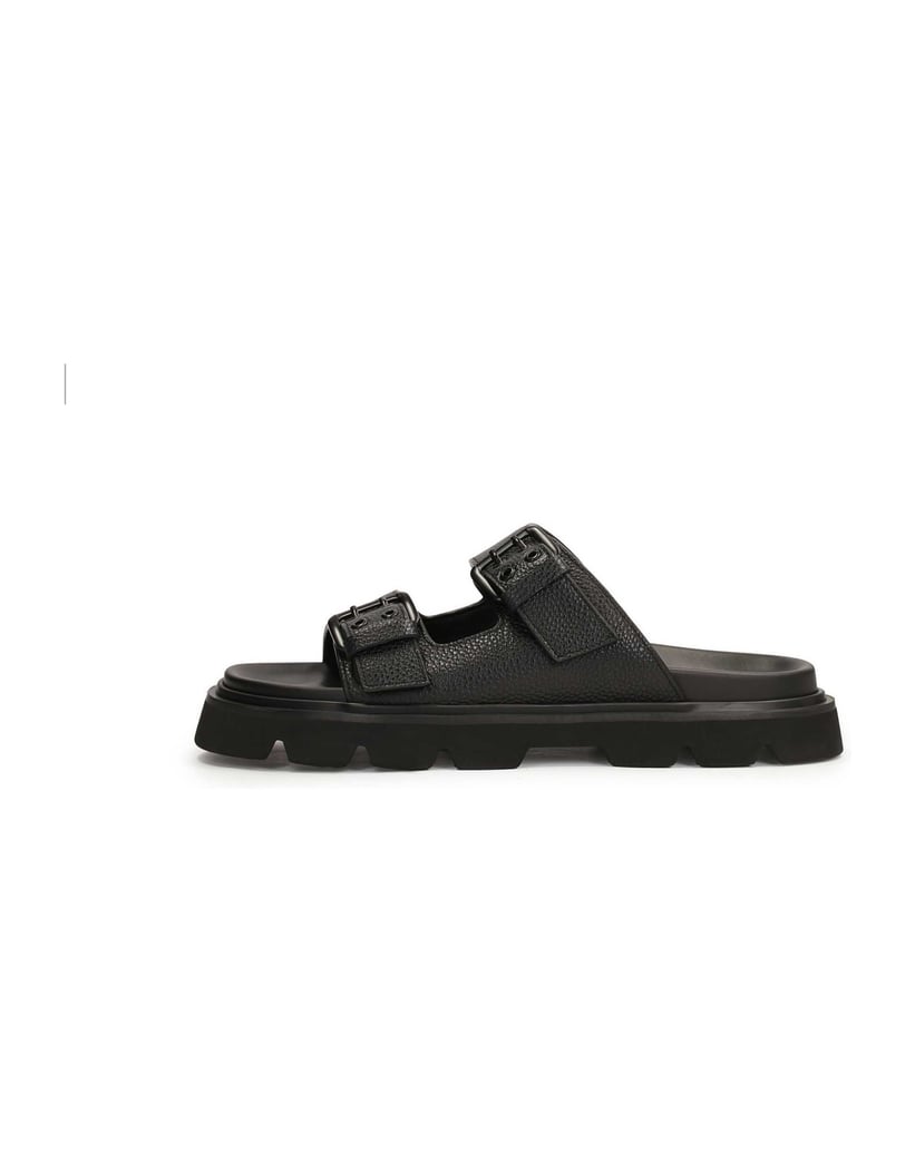 Kazar-Leather-slides-on-a-thick-sole-čierna