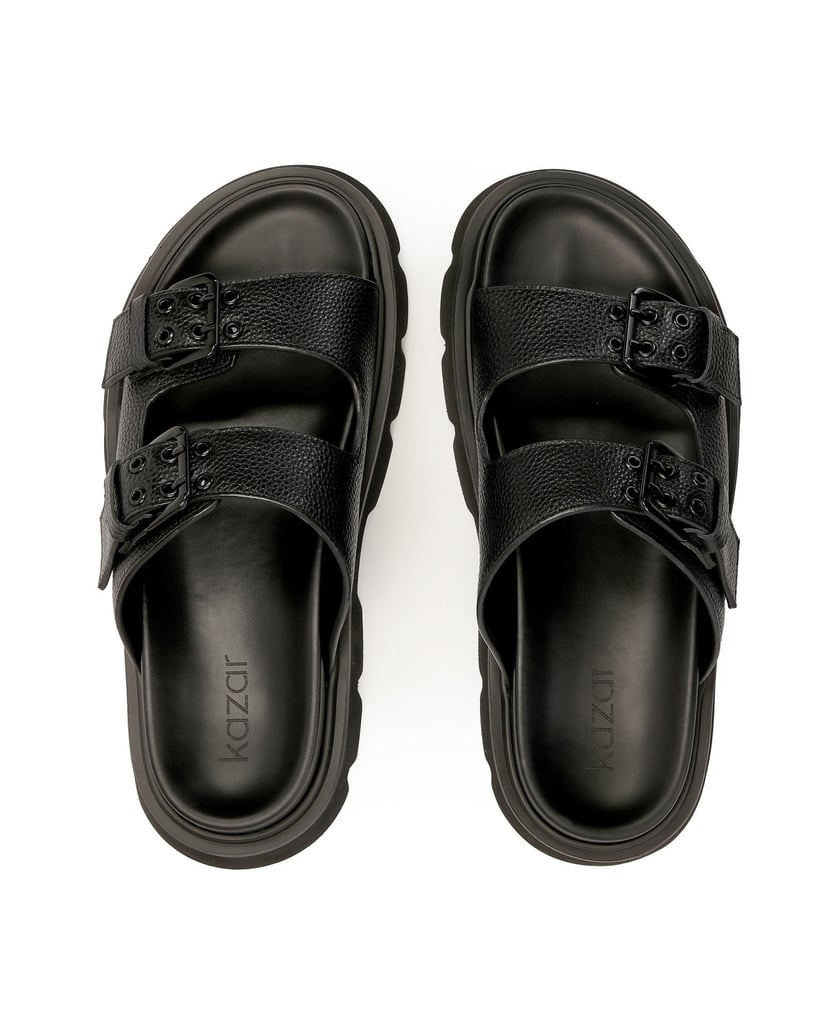 Kazar-Leather-slides-on-a-thick-sole-čierna