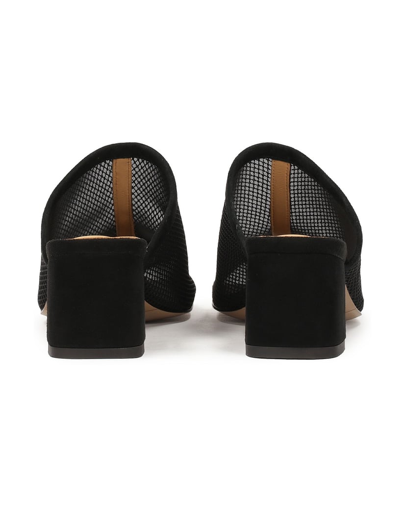 Kazar-Black-mesh-mules-on-a-low-post-černá