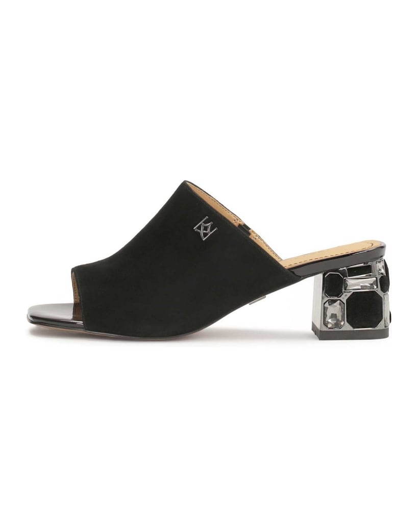 Kazar-Black-mules-with-rhinestones-on-the-heel-černá