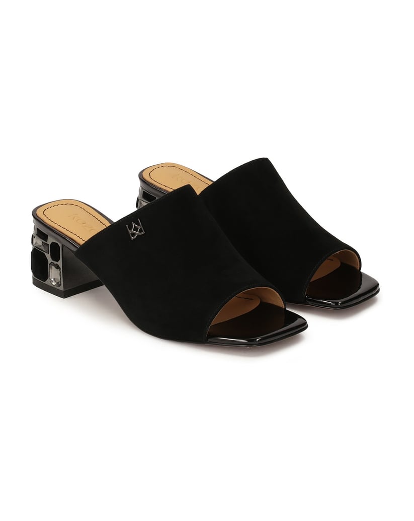 Kazar-Black-mules-with-rhinestones-on-the-heel-černá