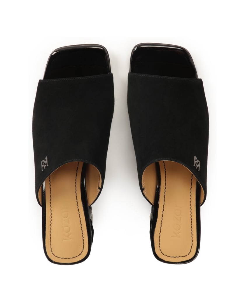 Kazar-Black-mules-with-rhinestones-on-the-heel-černá