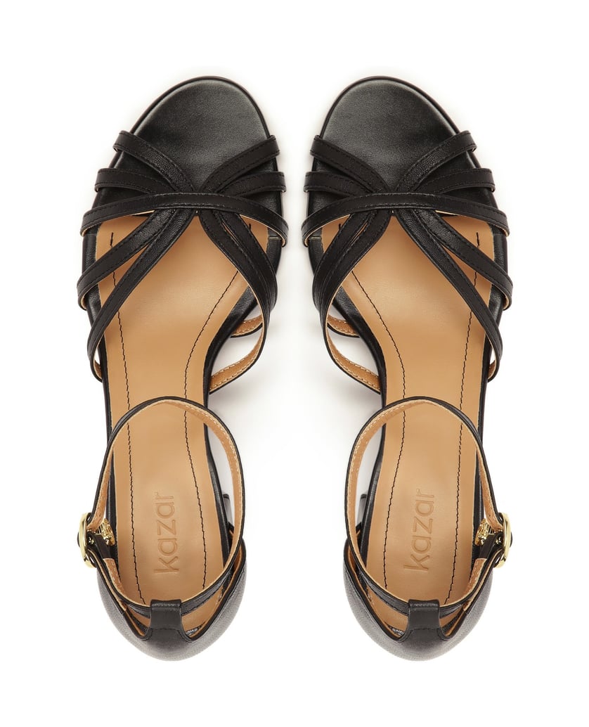Kazar-Black-leather-sandals-with-full-heel-černá