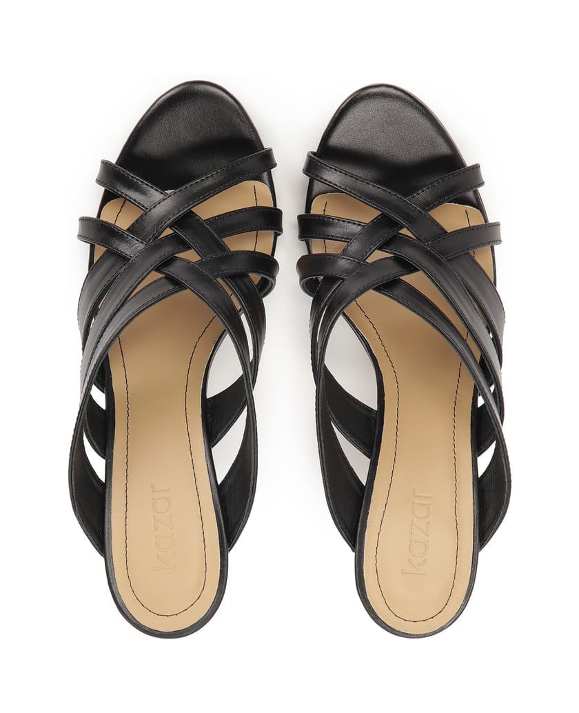 Kazar-Black-leather-heeled-mules-čierna