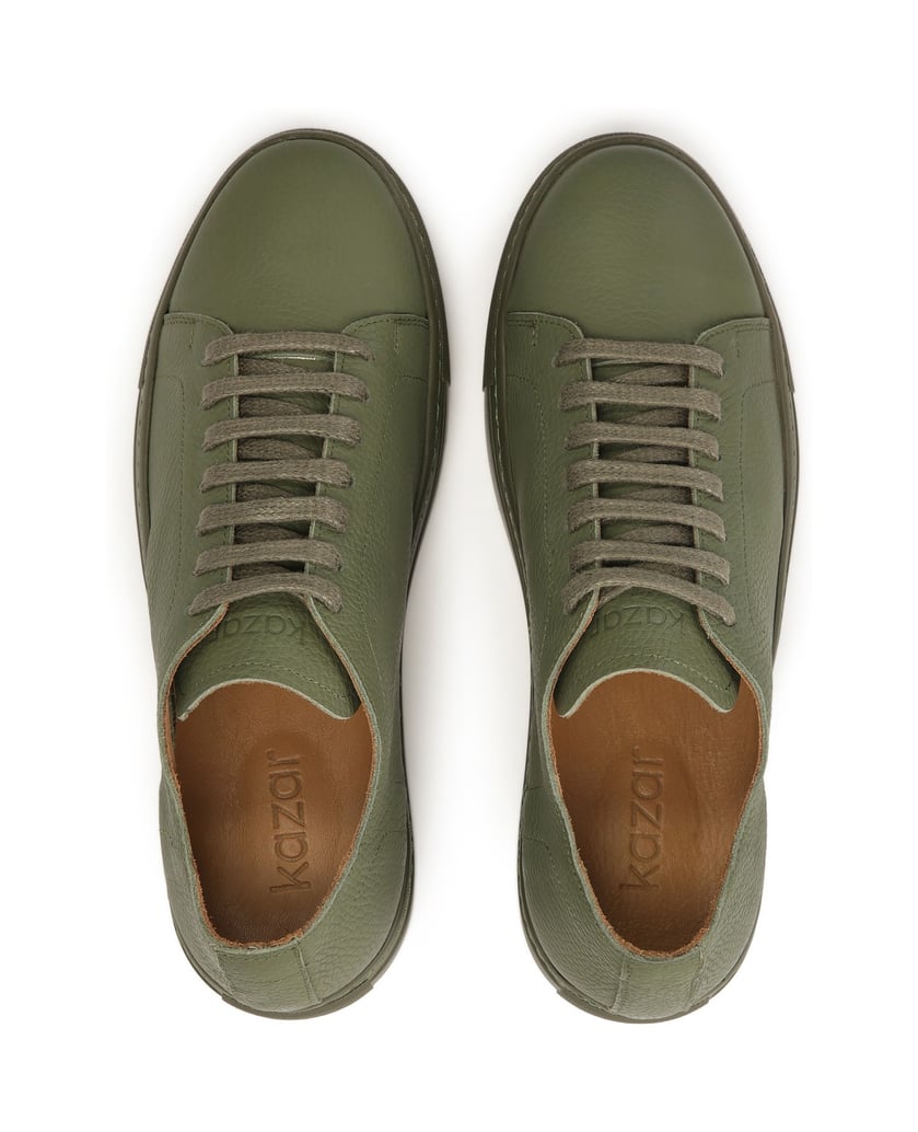 Kazar-Schnürsenkel-Sneaker-aus-natürlichem-Led-oliv