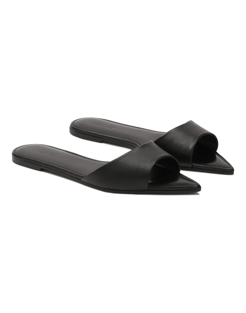 Kazar-Black-flat-slides-with-extended-noses-černá