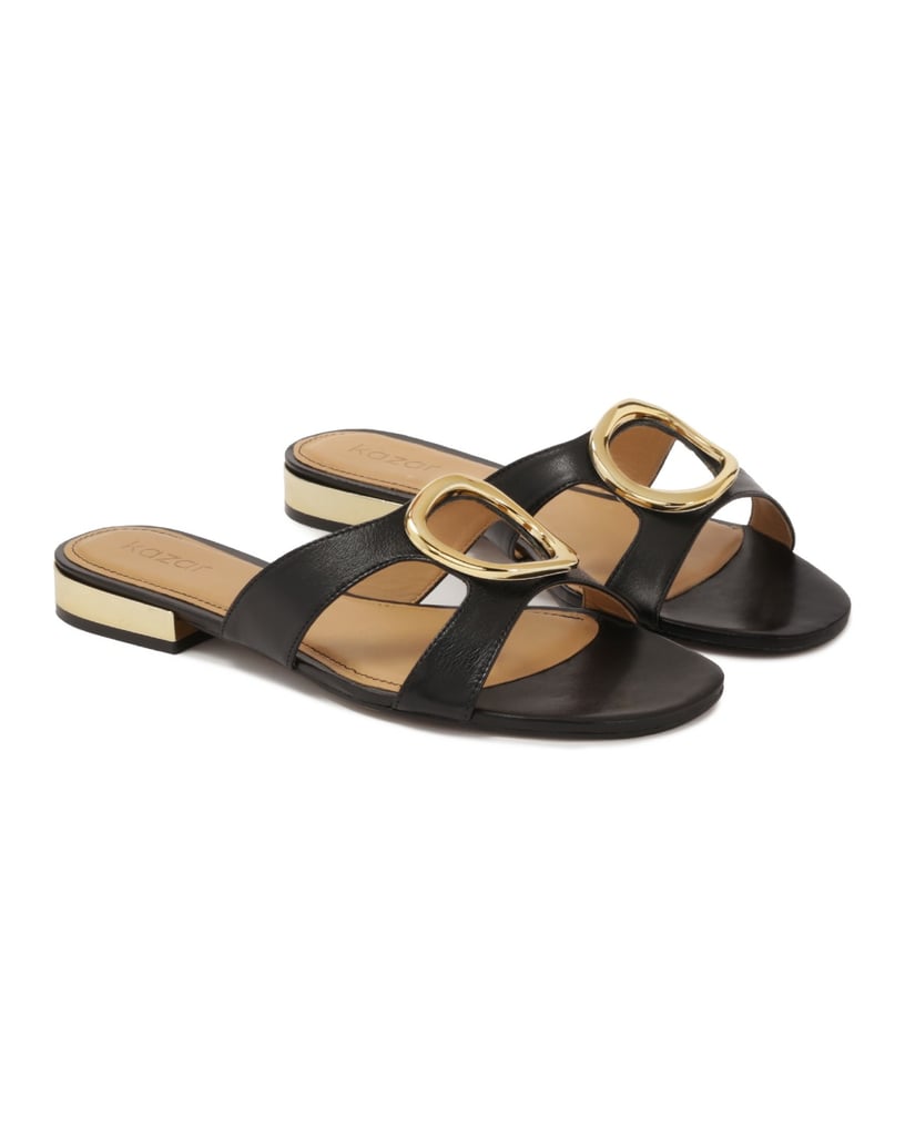 Kazar-Pantoletten-mit-goldenem-Absatz-und-groß-schwarz