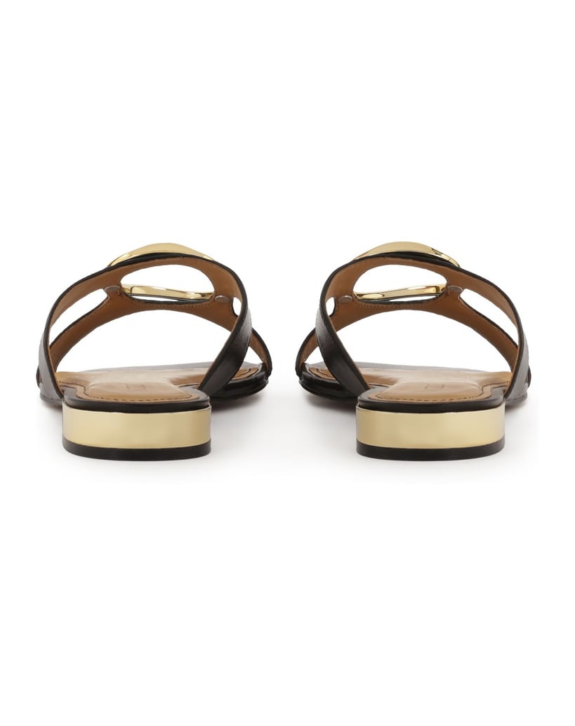 Kazar-Pantoletten-mit-goldenem-Absatz-und-groß-schwarz