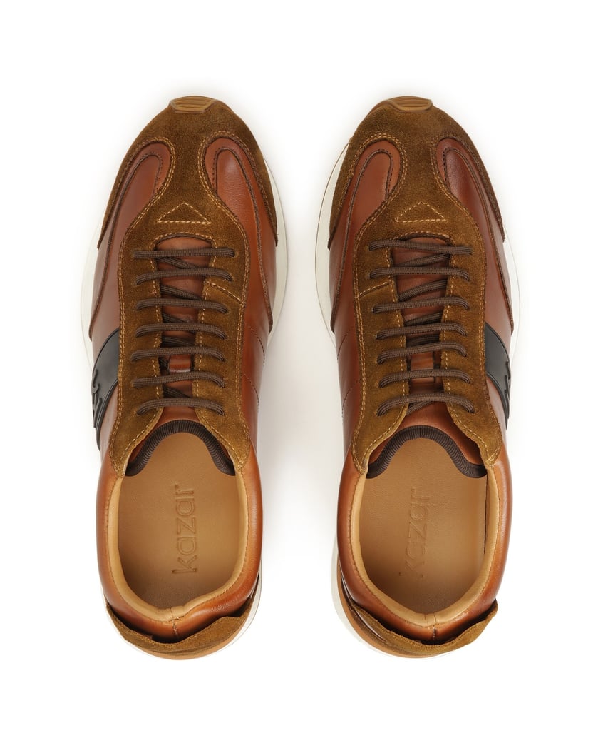 Kazar-Braune-Turnschuhe-aus-Wildleder-und-Glattleder