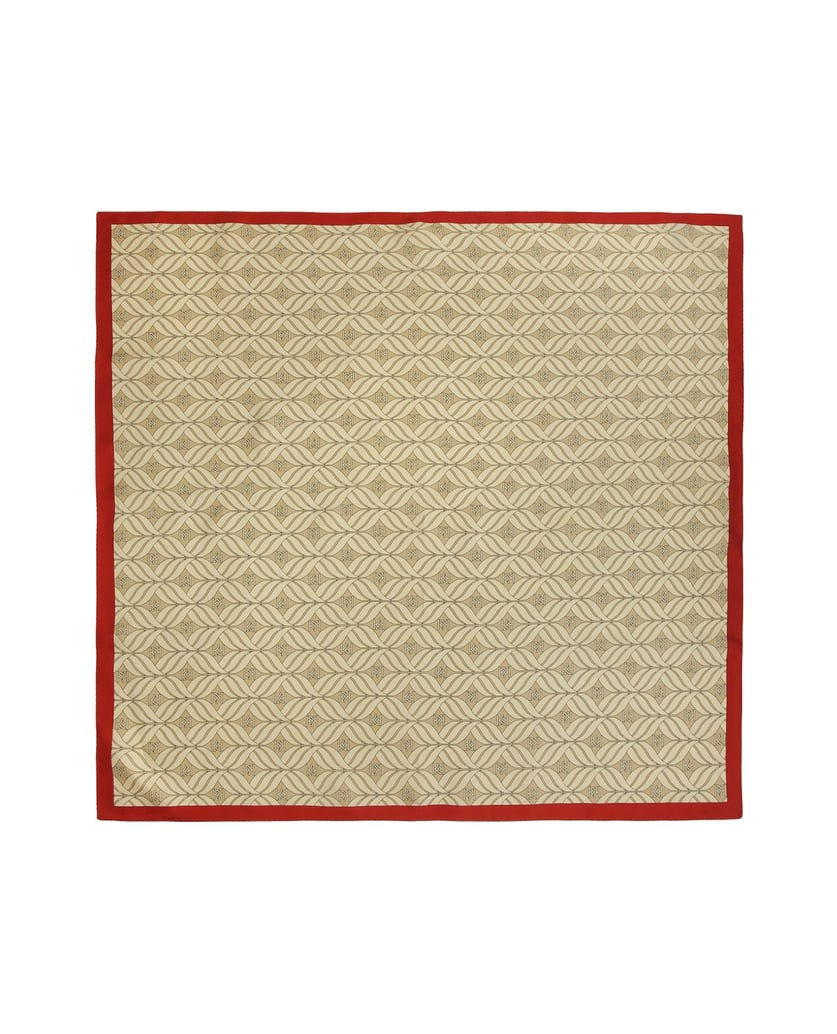 Kazar-Silk-beige-scarf-with-red-accent-béžová
