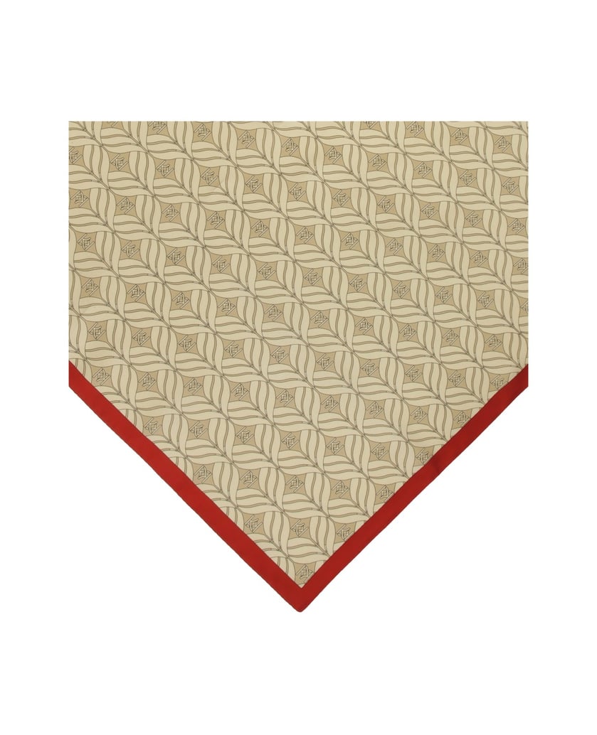 Kazar-Silk-beige-scarf-with-red-accent-béžová