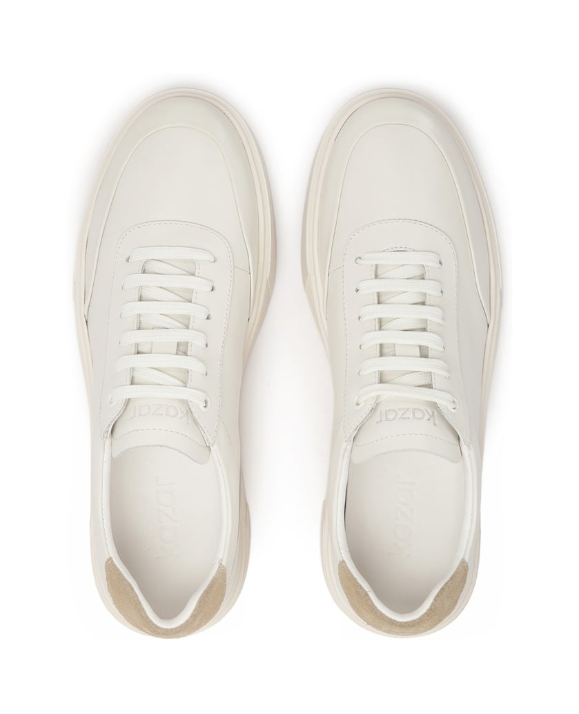 Kazar-Weiße-Ledersneakers-mit-beigem-Einsatz-weiss